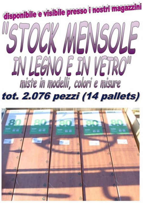 Stock mensole in legno e vetro 2076pz
