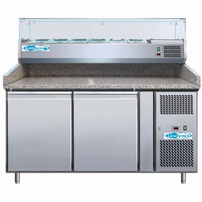 BANCO PIZZA Prof. 80 cm 2 PORTE 60 x 40 REFRIGERATO