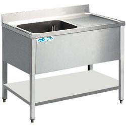 LAVELLO INOX 1 VASCA CON GOCCIOL. E RIPIANO INF. 1200X700X850
