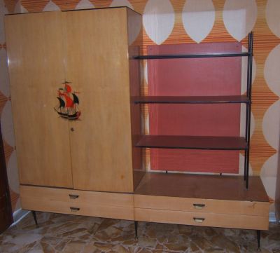 Armadio libreria cassetti anni 60