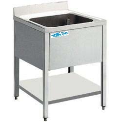 LAVELLO INOX 1VASCA CON RIPIANO 700x600x850