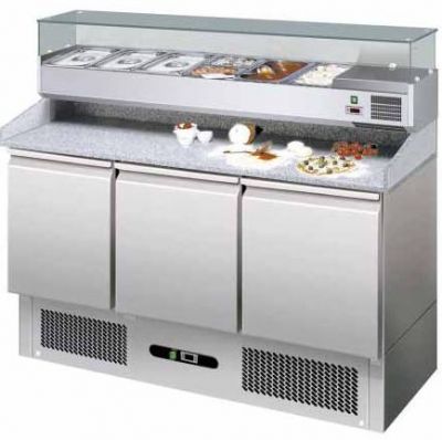 BANCO PIZZA TRE PORTE REFRIGERATO CON MOTORE IN BASSO