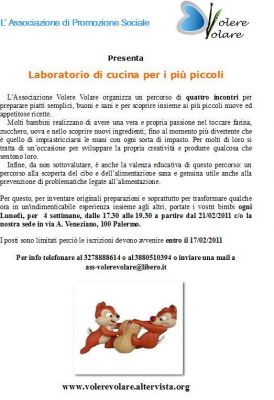 laboratorio di cucina per bimbi
