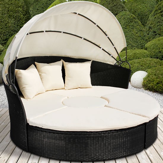 Divano rattan lettino tondo componibile tendalino a cupola 