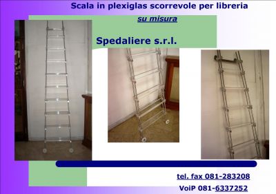 SCALA SCORREVOLE CON GRADINI IN PLEXIGLASS TRASPARENTE O SATINATO