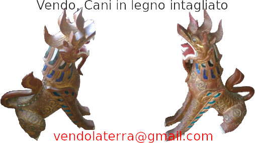 Vendo, Cani in legno intagliato , lavorati con oro zecchino e pietre colorate, acquistati 20 anni fa