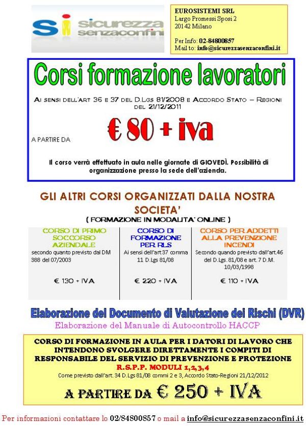 Corso formazione lavoratori