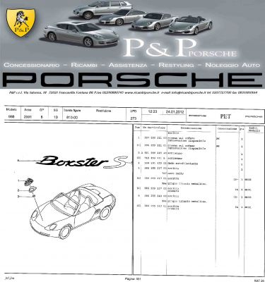 RICAMBI PORSCHE BOXSTER 986 DAL 1997 AL 2004