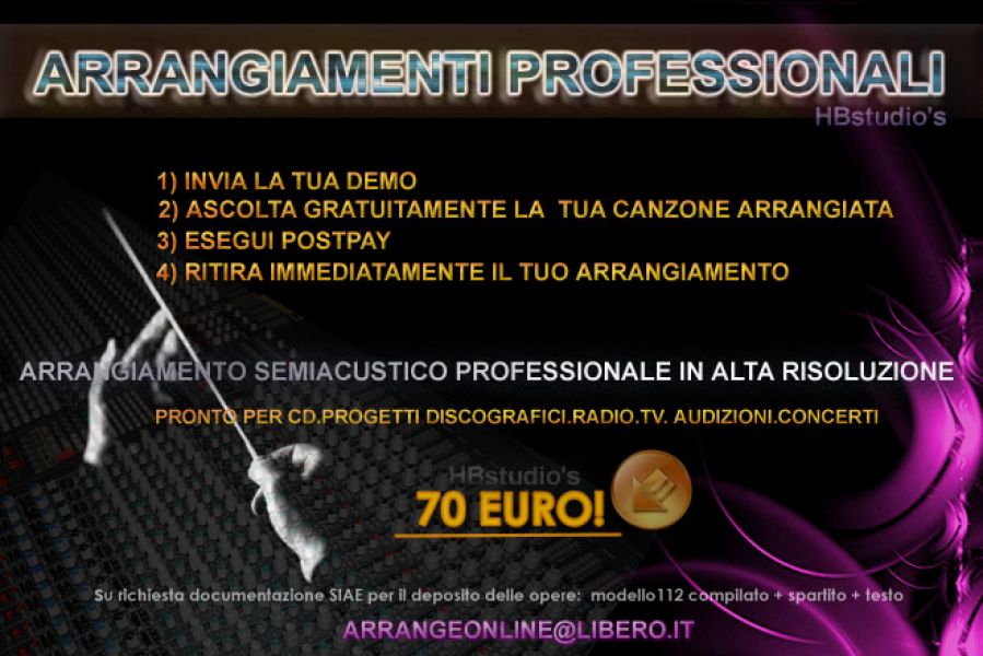 Arrangiamenti professionali: 70 Euro [AoL Studio's]