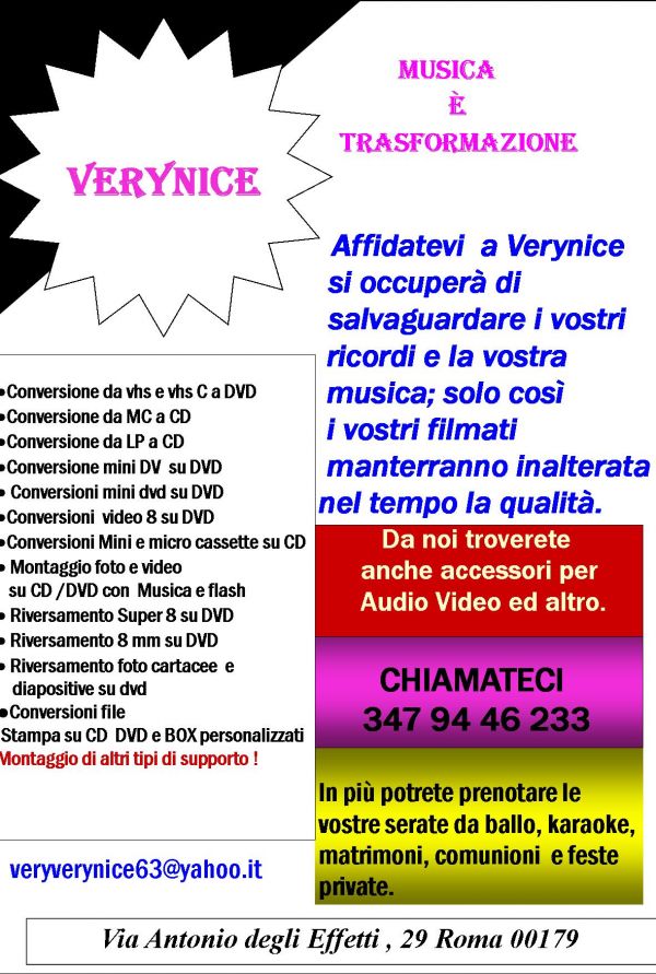 Riversamenti tutti i tipi di cassette vhs- mc - lp e molto altro