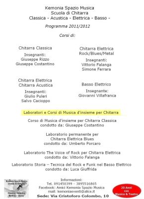 Kemonia Spazio Musica - Scuola di Chitarra - Corsi 2011-2012