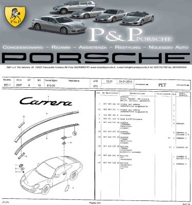 RICAMBI PORSCHE CARRERA 997 DAL 2005 AL 2012