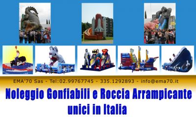 NOLEGGIO GONFIABILI E ROCCIA ARRAMPICANTE