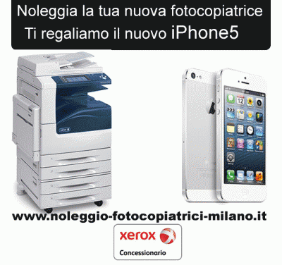 Noleggio fotocopiatrici Xerox in Lombardia con iPhone5 in regalo.