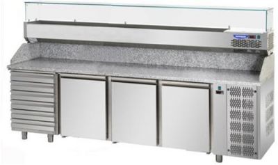 BANCO BANCO PIZZA PROF 70cm 3 PORTE + CASSETTIERA 60x40