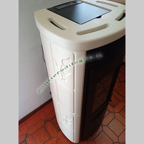 Stufa a Pellet Montegrappa Alpina Lp6 6kw Maiolica Colore Crema Ventilata	