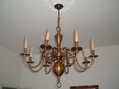 Lampadario di Ottone Fuso in Terra