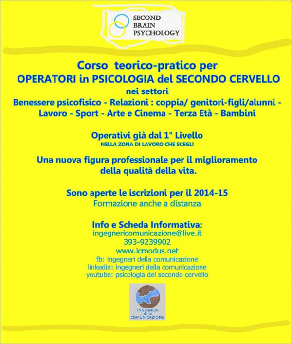 Studia e lavora con la Psicologia del Secondo Cervello