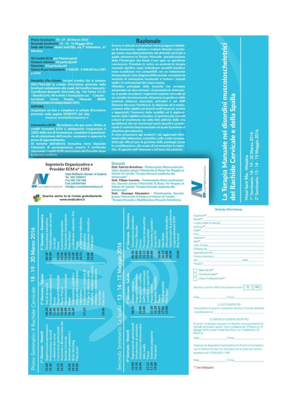 La Terapia Manuale nei disordini muscoloscheletrici 