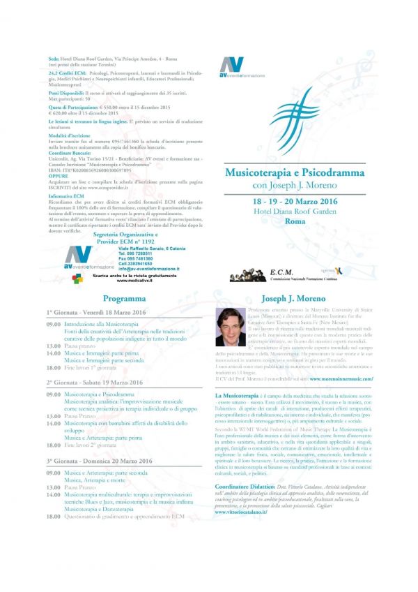 Musicoterapia e Psicodramma con Joseph J. Moreno