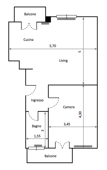 Trilocale a Torino zona Facolt� di Economia