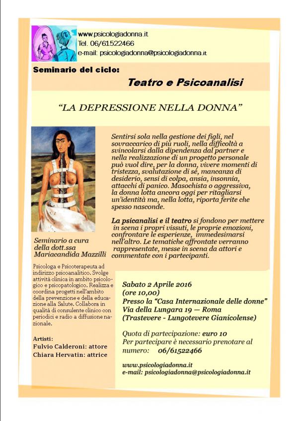 Seminario del ciclo teatro e psicoanalisi: La depressione nella donna