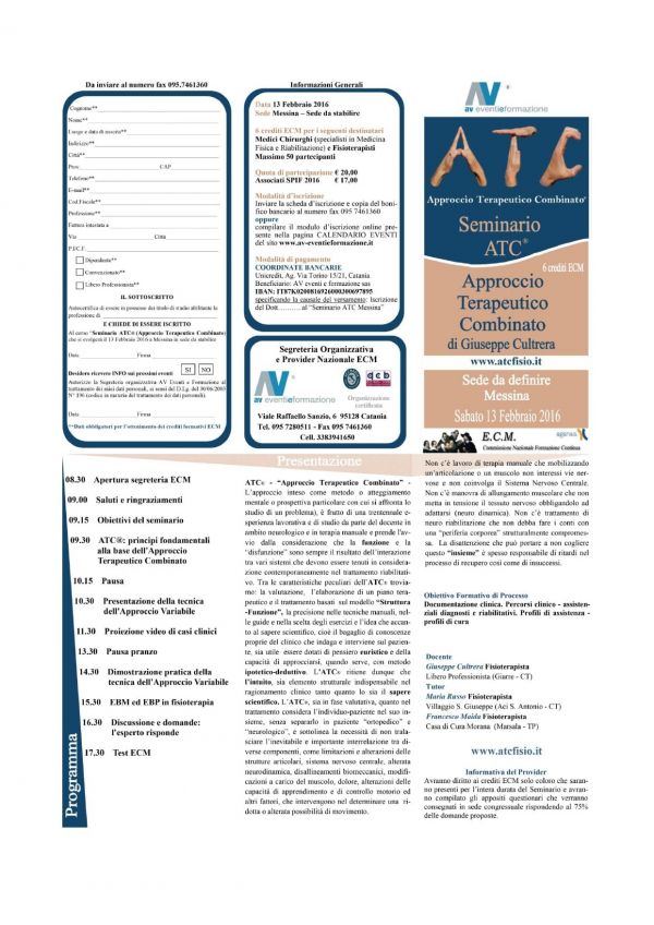Seminario ATC: Approccio Terapeutico Combinato di Giuseppe Cultrera