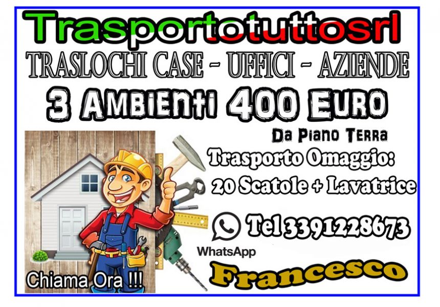Trasloco 3 Ambienti 400 euro